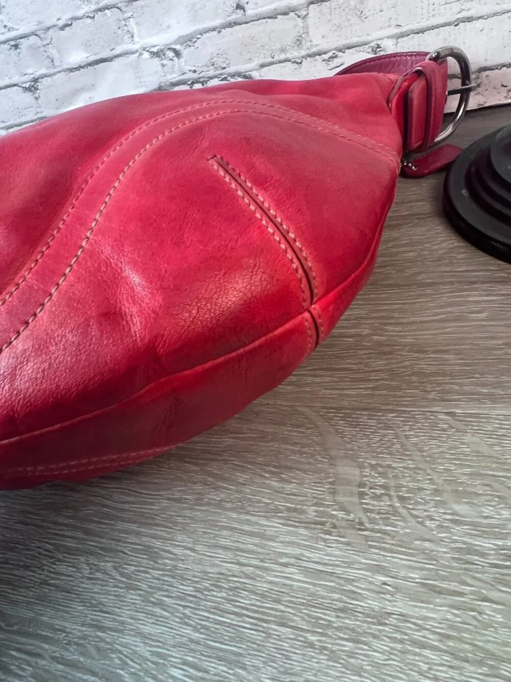 Red Vintage Coach 3651 Soho Medium Leather Hobo Bag